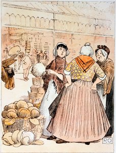 Escena en el mercado de frutas y verduras de Covent Garden, Londres, principios del siglo XX de Unbekannt