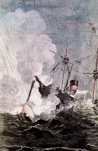 Escena de De la Tierra a la Luna de Jules Verne, 1865 de Unbekannt