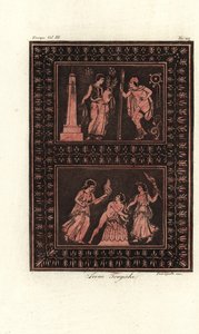 Escenas de Orestes de Esquilo, tragedia griega, en un antiguo jarrón de Unbekannt