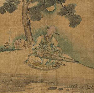Erudito Tocando un Qin, 1800s de Unbekannt