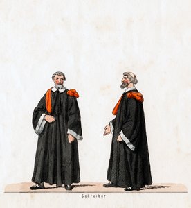 Escriba, diseño de vestuario para la obra de Shakespeare, Enrique VIII, siglo XIX
