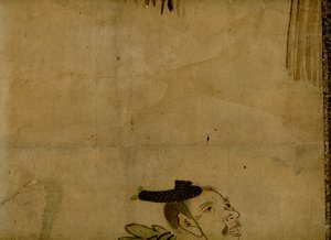 Pintura en pergamino que representa un equipo de comedia tradicional japonés de dos hombres conocido como manzai de Unbekannt