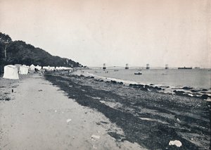 Vista del mar - La playa de baño y el muelle colgante, 1895 de Unbekannt