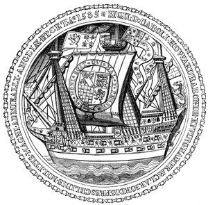 Sello y autógrafo del Lord Alto Almirante, Charles, Lord Howard de Nottingham, 1585