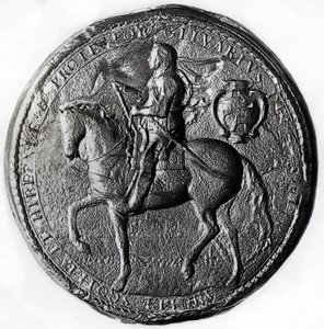 Sello del Protectorado con Oliver Cromwell a caballo, siglo XVII, 1899 de Unbekannt
