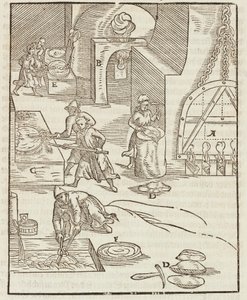 Secado del cobre purificado, después de la extracción del mineral de plata - Grabado extraído de Descripción de los minerales y los principales métodos de explotación minera, de Lazarus Ecker de Unbekannt