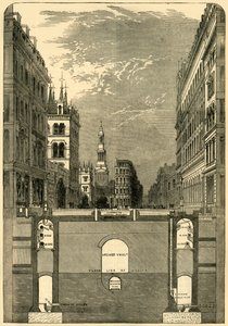 Sección del Viaducto de Holborn, mostrando los subterráneos, c1876 de Unbekannt
