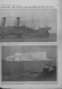 Diagrama seccional del Titanic y el iceberg, 20 de abril de 1912
