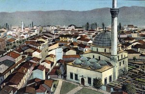Serbia, Monastir: vista de una mezquita, Monastir ahora se llama Bitola y está ubicada en Macedonia - Postal 1914-1918