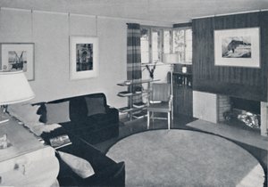 Sewall Smith. Sala de estar en la propia casa del arquitecto en Niagara Falls, N.Y., en turquesa, coral de Unbekannt