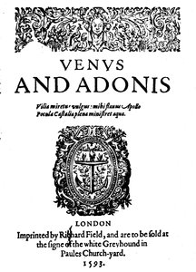 Primera obra publicada de Shakespeare - 1ª edición de Venus y Adonis, 1593, 1946 de Unbekannt