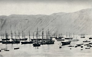 Barco esperando cargamentos de nitrato en Iquique, 1911 de Unbekannt