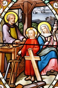 Santuario de Nuestra Señora de la Salette, vidriera Jesús en el taller de su padre, La Salette, Francia