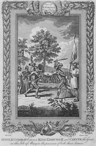 Combate singular entre el Rey Edmundo II y Canuto el Grande en la Isla de Abney, 1787 de Unbekannt