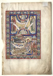 Hoja única extraída de un libro de evangelios: La Natividad recto, c. 1190 de Unbekannt