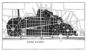 Plan de Sir Christopher Wren para reconstruir Londres después del Gran Incendio de 1666, c1902 de Unbekannt