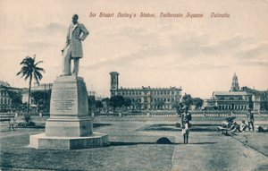Estatua de Sir Stuart Steuart Bailey, Plaza Dalhousie, Calcuta, c1910
