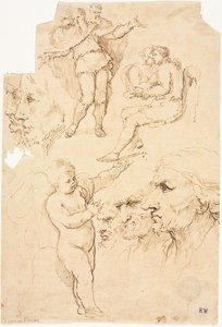 Bocetos de cabezas y figuras, 1600s de Unbekannt