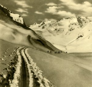 Esquí en el glaciar Alpeiner Ferner en los Alpes Stubai, Austria, c1935