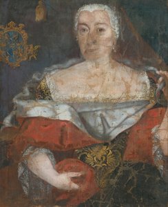 Pintor eslovaco de mediados del siglo XVIII - Retrato de una zemianka con capa brocada de Unbekannt