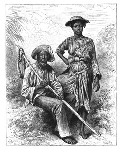 Cazador de serpientes y niña del carbón, Martinica, c. 1890 de Unbekannt