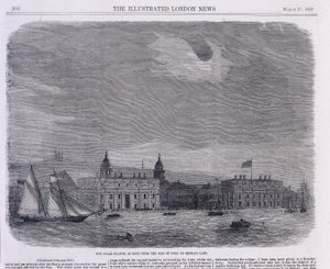 Eclipse solar visto sobre el Real Observatorio, Greenwich, 1858