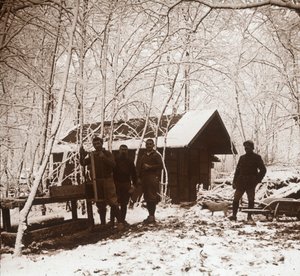 Soldados en la nieve, Forêt de la Reine, Francia, c1914-c1918 de Unbekannt