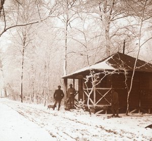 Soldados en la nieve, Marquenterre, norte de Francia, c1914-c1918 de Unbekannt