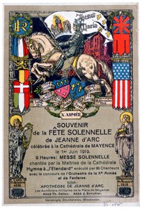 Souvenir de un festival en honor a Juana de Arco, celebrado en la Catedral de Mainz, Alemania, 1919 de Unbekannt