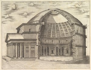 Speculum Romanae Magnificentiae: El Panteón, roto para mostrar el interior, 1553