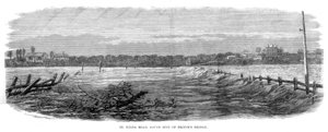 St Kilda Road, lado sur del Puente de los Príncipes - Inundaciones en Melbourne, Australia, 1864 de Unbekannt