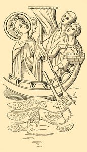 San Luis, rey de Francia, cruza el mar hacia Tierra Santa, siglo XIII, c1930 de Unbekannt
