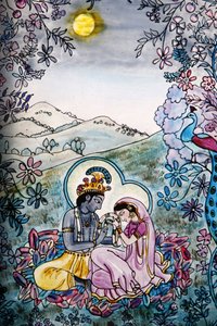 Vidriera en el templo Iskcon: Krishna y Rada, Londres, Gran Bretaña de Unbekannt