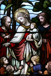 Vidriera que representa a Jesús dando la bienvenida a los niños, Billingshurst, Gran Bretaña de Unbekannt