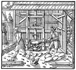 Sello para romper pasteles de copelación de cobre para un mayor refinamiento, 1556