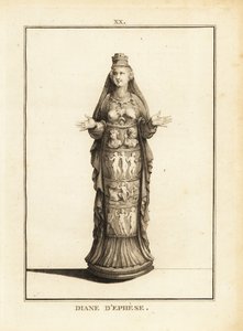 Estatua de Diana de Éfeso, Artemisa de Éfeso, con pechos desnudos y cuerpo encerrado en un pilar decorado de Unbekannt