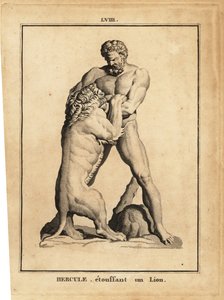 Estatua de Hércules, héroe y dios romano, sofocando a un león de Unbekannt