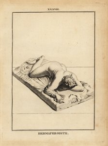 Estatua de Hermafrodito, dios griego de las uniones, la androginia, el matrimonio y la sexualidad, acostado en una cama de Unbekannt