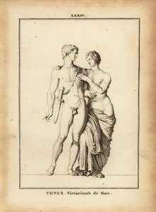 Estatua de Venus Victrix con Marte, dioses romanos del amor y la guerra