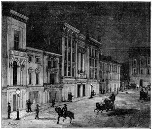 Calle en Newcastle Upon Tyne iluminada por lámparas eléctricas incandescentes de Swan, 1883 de Unbekannt