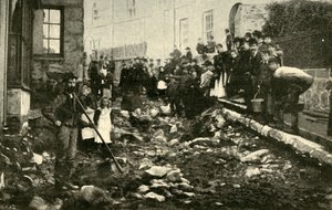 Calle en St. Ives después de una visita de una inundación, 1901 de Unbekannt