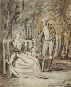 Estudio para un retrato: Una dama y un caballero en un parque, ca. 1780