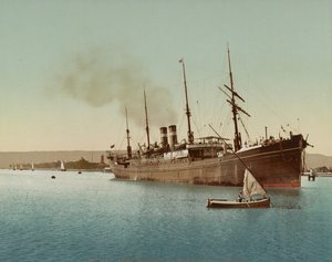 Canal de Suez, barco entrando en el Mar Rojo cerca de Port Tewfic, c.1900 de Unbekannt