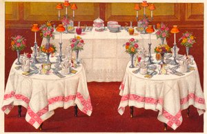 Mesas de cena con buffet, c1907