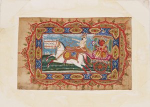 Surya, el dios del sol, en un carro tirado por siete caballos, principios del siglo XIX de Unbekannt