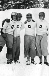 Equipo suizo de bobsleigh de cuatro hombres, Juegos Olímpicos de Invierno, Garmisch-Partenkirchen, Alemania, 1936 de Unbekannt
