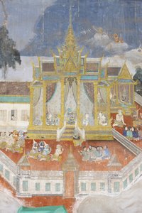 Pagoda de Plata Este mural representa escenas del Reamker, que es la versión camboyana o jemer del poema clásico hindú Ramayana, Phnom Penh, Camboya de Unbekannt