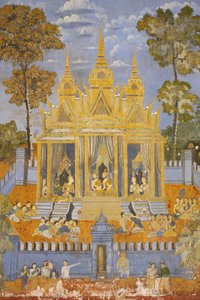 Pagoda de Plata. Este mural representa escenas del Reamker, que es la versión camboyana o jemer del poema clásico hindú Ramayana, Phnom Penh, Camboya de Unbekannt