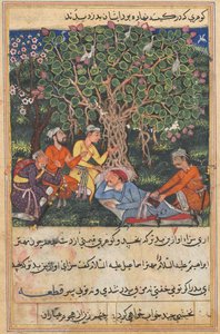 Cuentos de un loro Tuti-nama: La duodécima noche: el barrendero, en su camino..., c. 1560 de Unbekannt