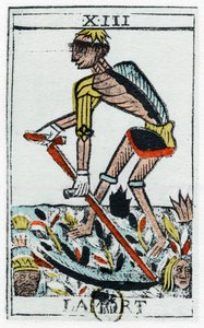 Carta del Tarot de la Muerte, el segador, Tarot de Noblet, siglo XVII